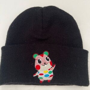 Black Knitted Beanie Hat Apple Mouse From Animal Crossing Game Beechfield B45